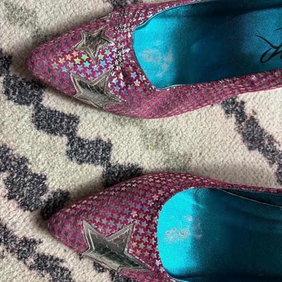 +++ RARE irregular choice shoes. Pink leather with holographic stars - Picture 2 of 6